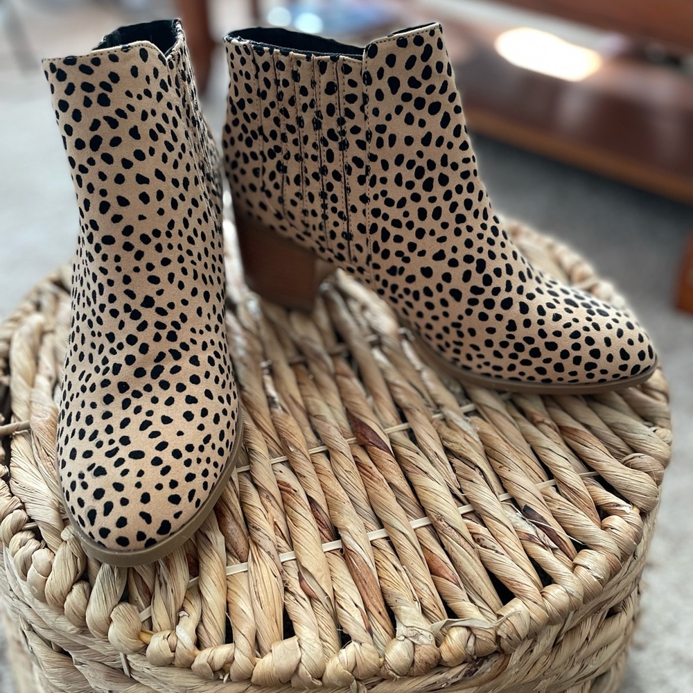 Spotted heeled bootie from Maurice's.